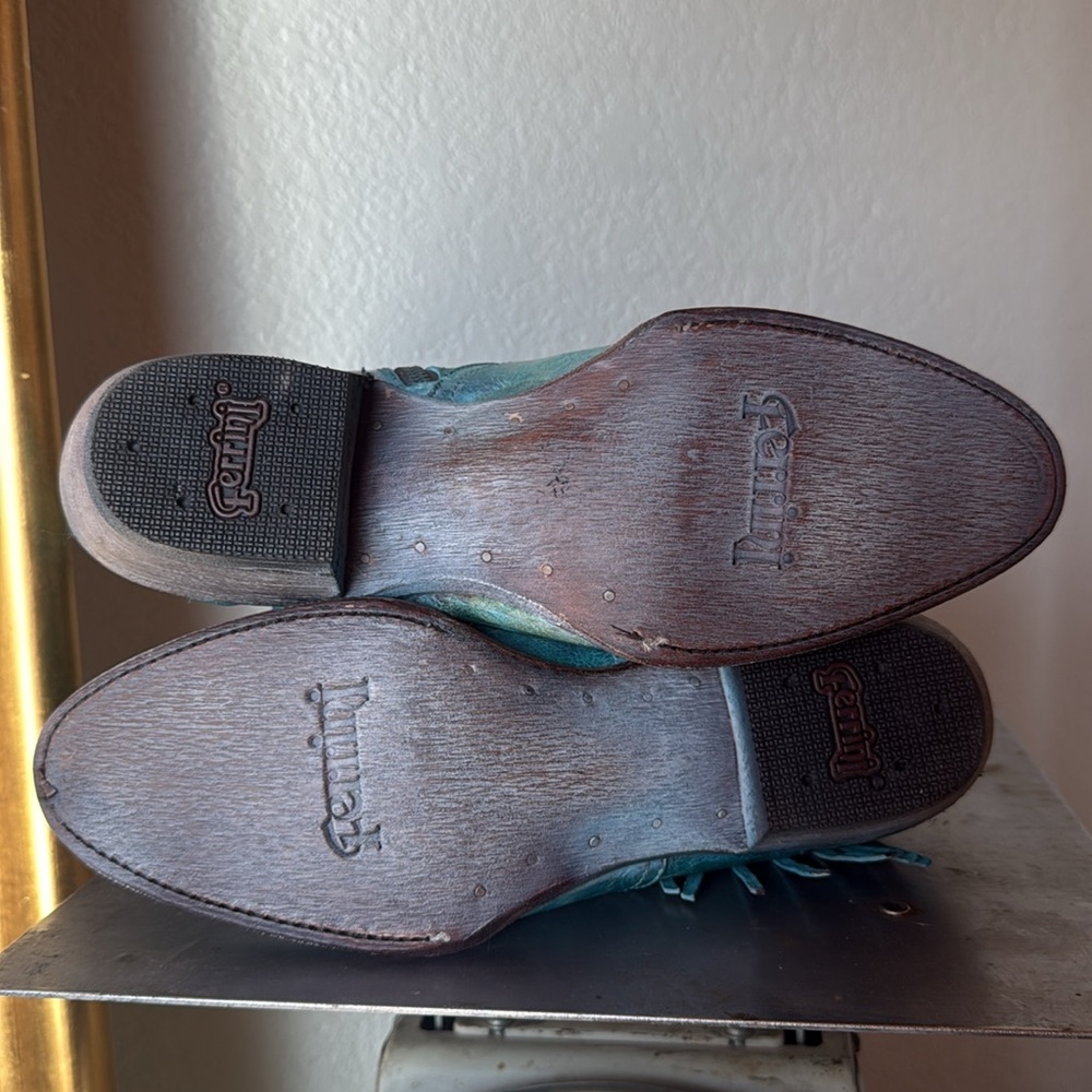 Ferrini Teal Leather Ankle Boots - Picture 6 of 8